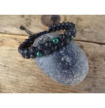 Malachit - matt Ónix - Lávakő kétsoros shamballa ásvány karkötő 6 mm