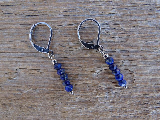Lápisz Lazuli (Lazurit) fazettált tárcsa ásvány fülbevaló 3x4 mm