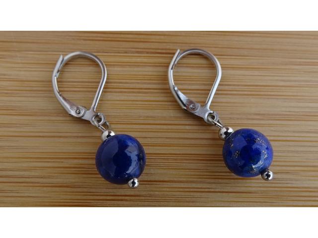 Lápisz Lazuli (Lazurit) ásvány fülbevaló 8 mm